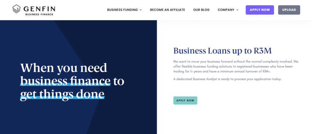 GENFIN Business Finance portal South Africa – apply for fast business loans and working capital online