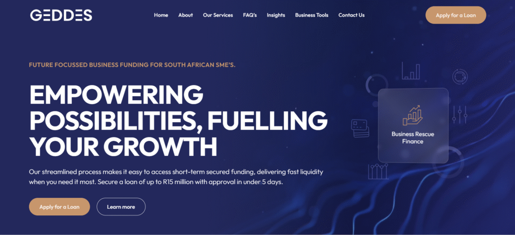 GEDDES Capital Funding portal South Africa – apply for business loans and asset-based finance online